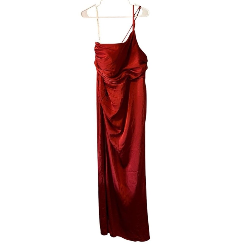 Azazie Eren ? Bronzer Satin Mermaid Full Length Dress Custom Size A16 Rust Read